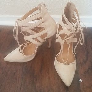 Italian Suede Lace-up Heels